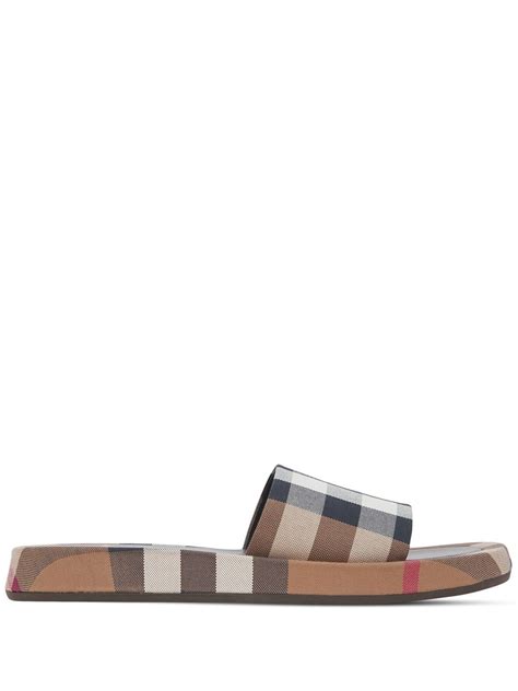 burberry check print slides